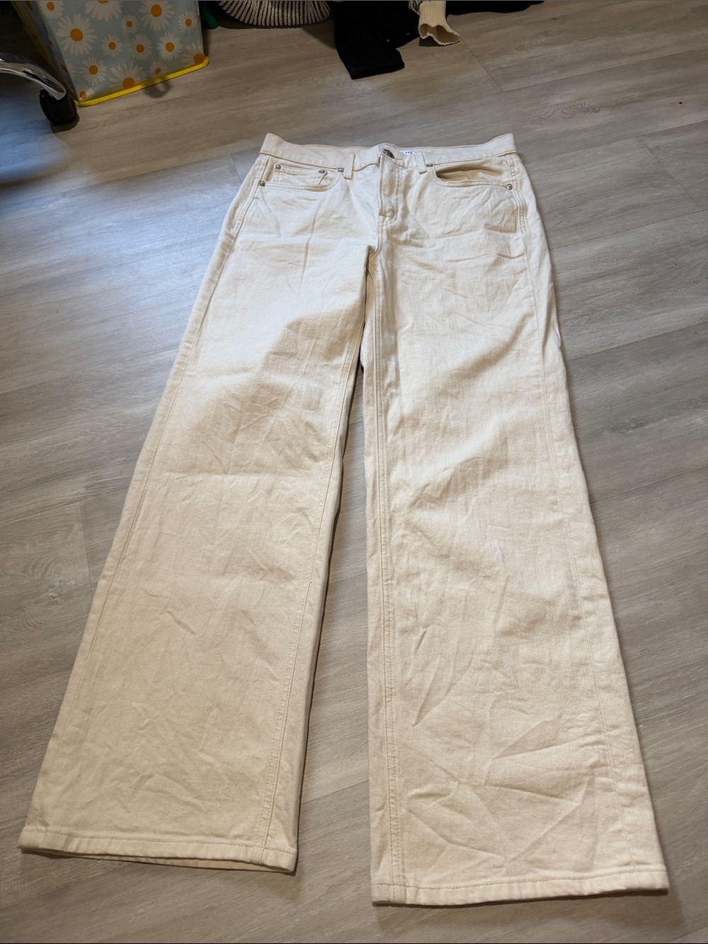 AYR Cream Wide-Leg High-Rise Jeans size 30